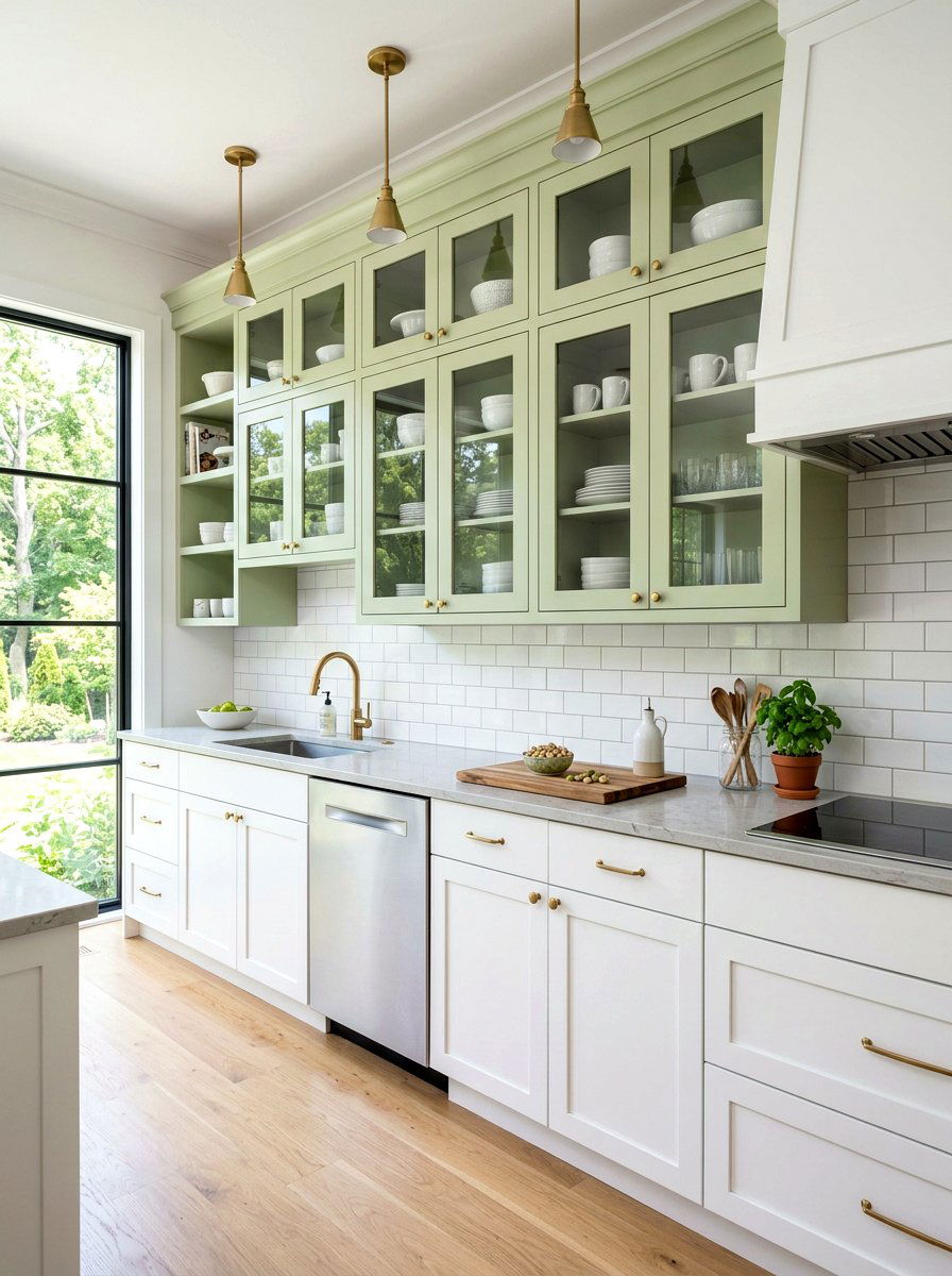 Pistachio kitchen glass cabinets - 30 pistachio kitchen ideas