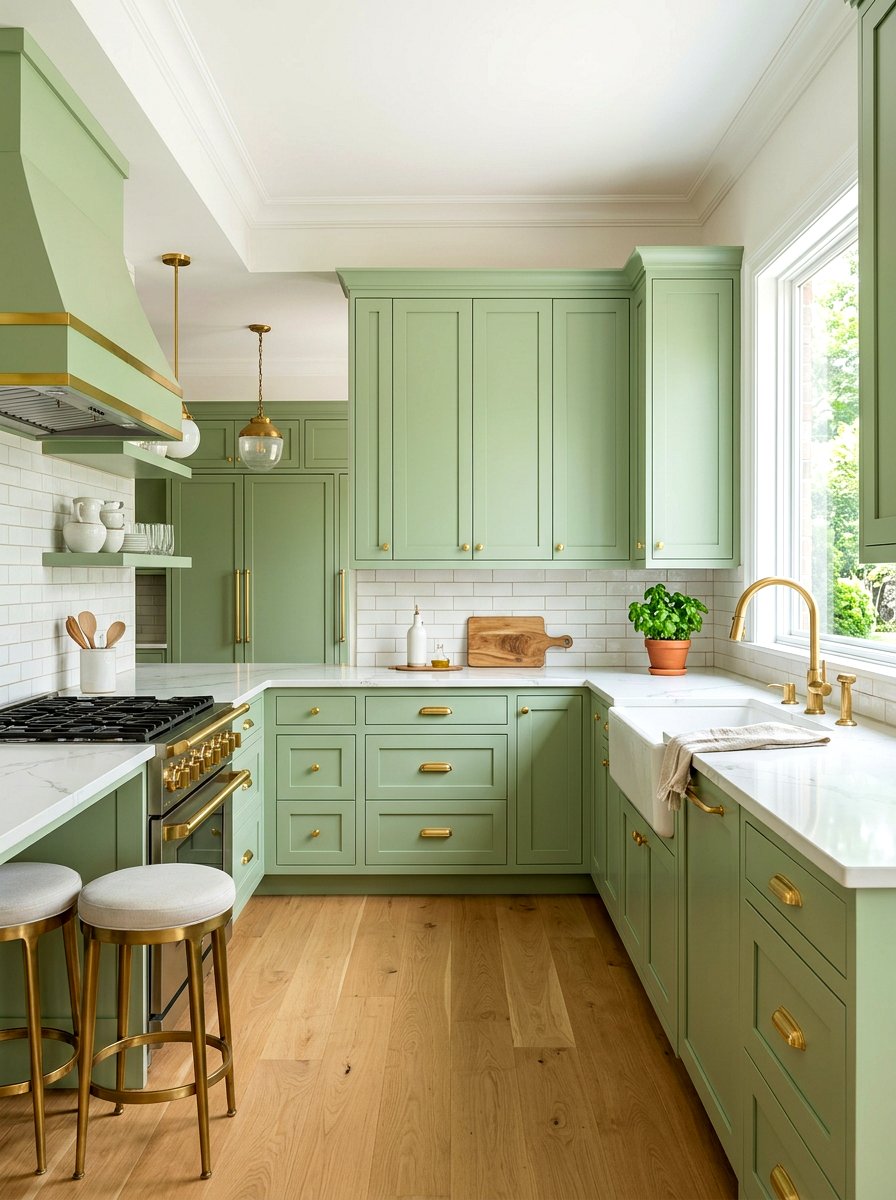 Pistachio kitchen gold hardware - 30 pistachio kitchen ideas