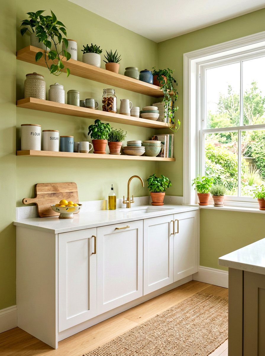 Pistachio kitchen open shelving - 30 pistachio kitchen ideas