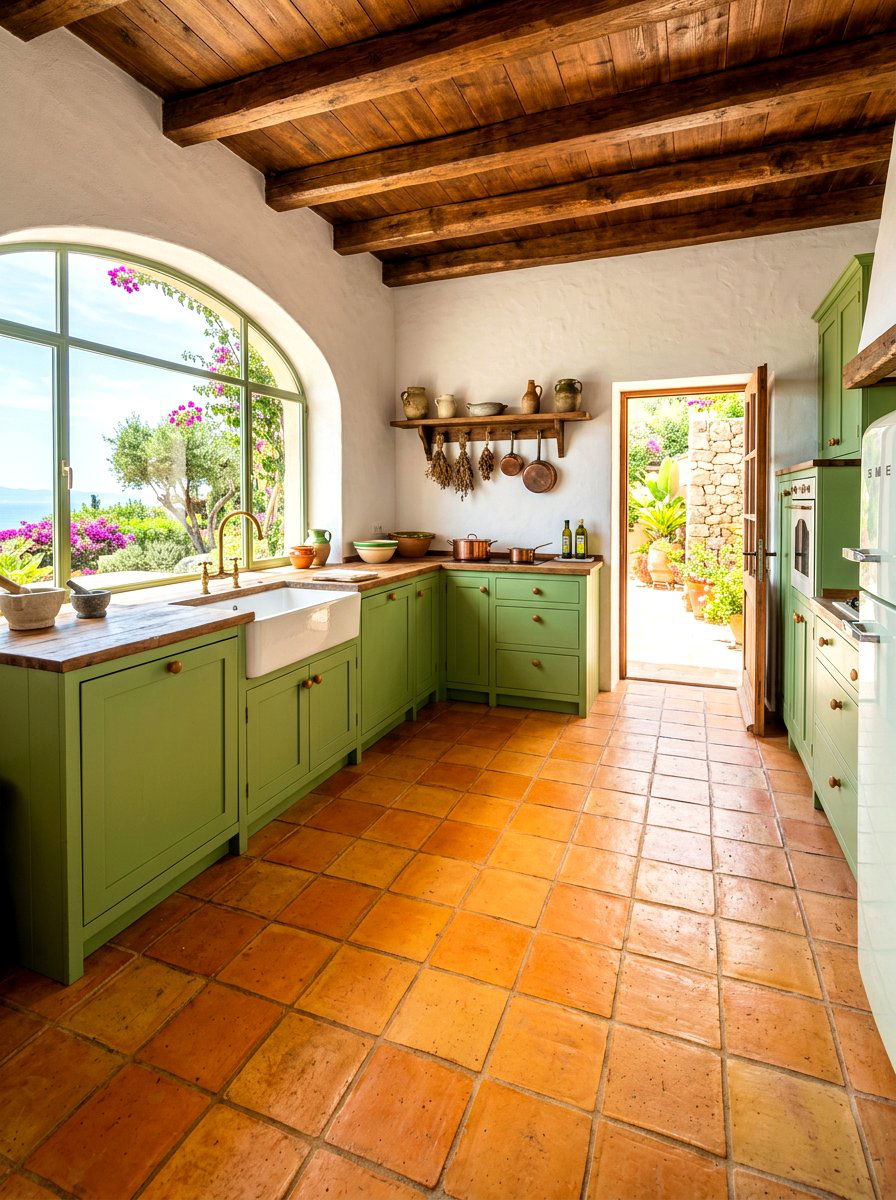 Pistachio kitchen terracotta floor - 30 pistachio kitchen ideas