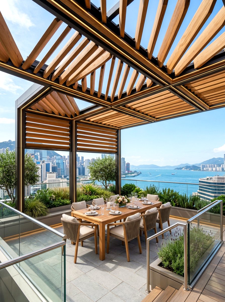 Pivoting Wood Louver - 30 rooftop privacy screen ideas