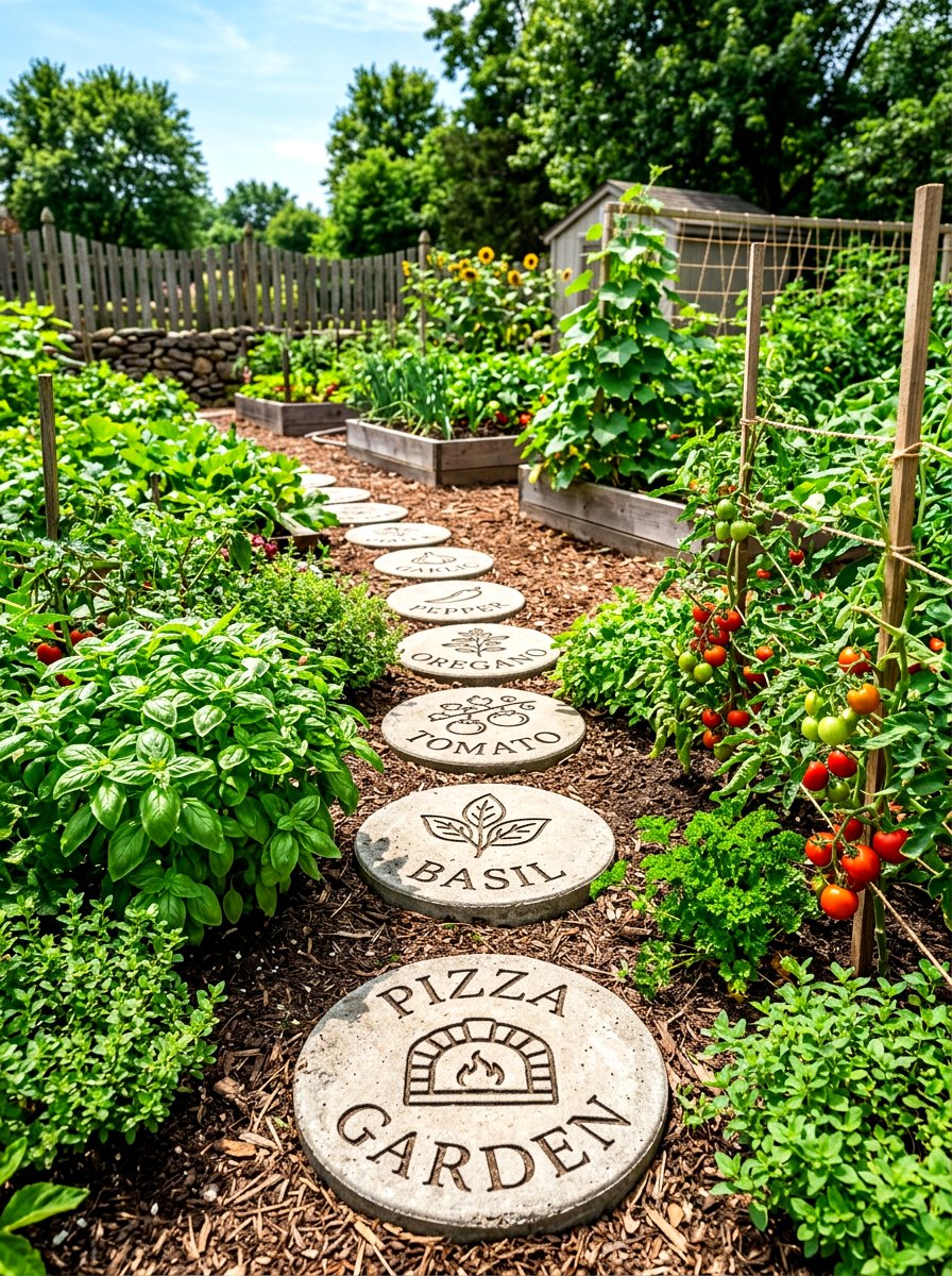 Pizza Garden Stepping Stones - 30 pizza garden ideas