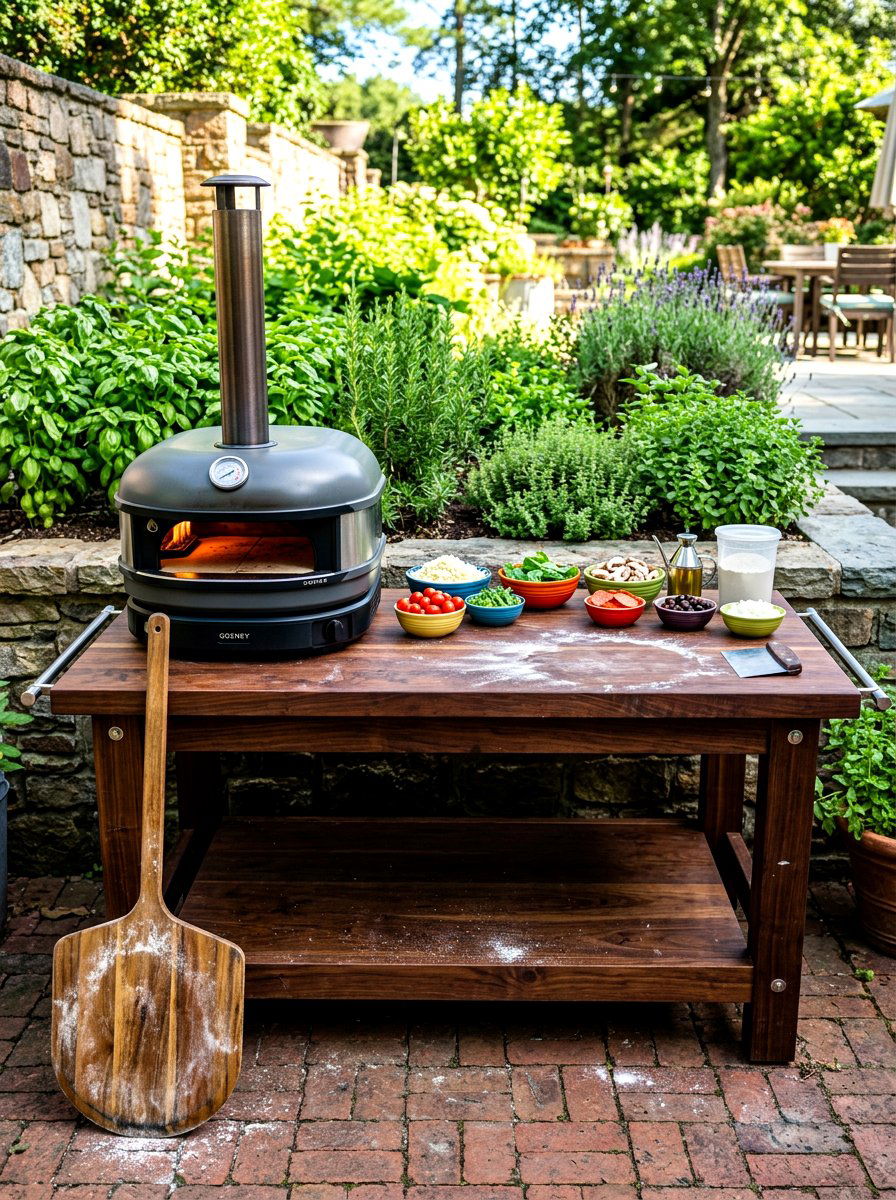 Pizza Oven Table - 30 outdoor prep station ideas