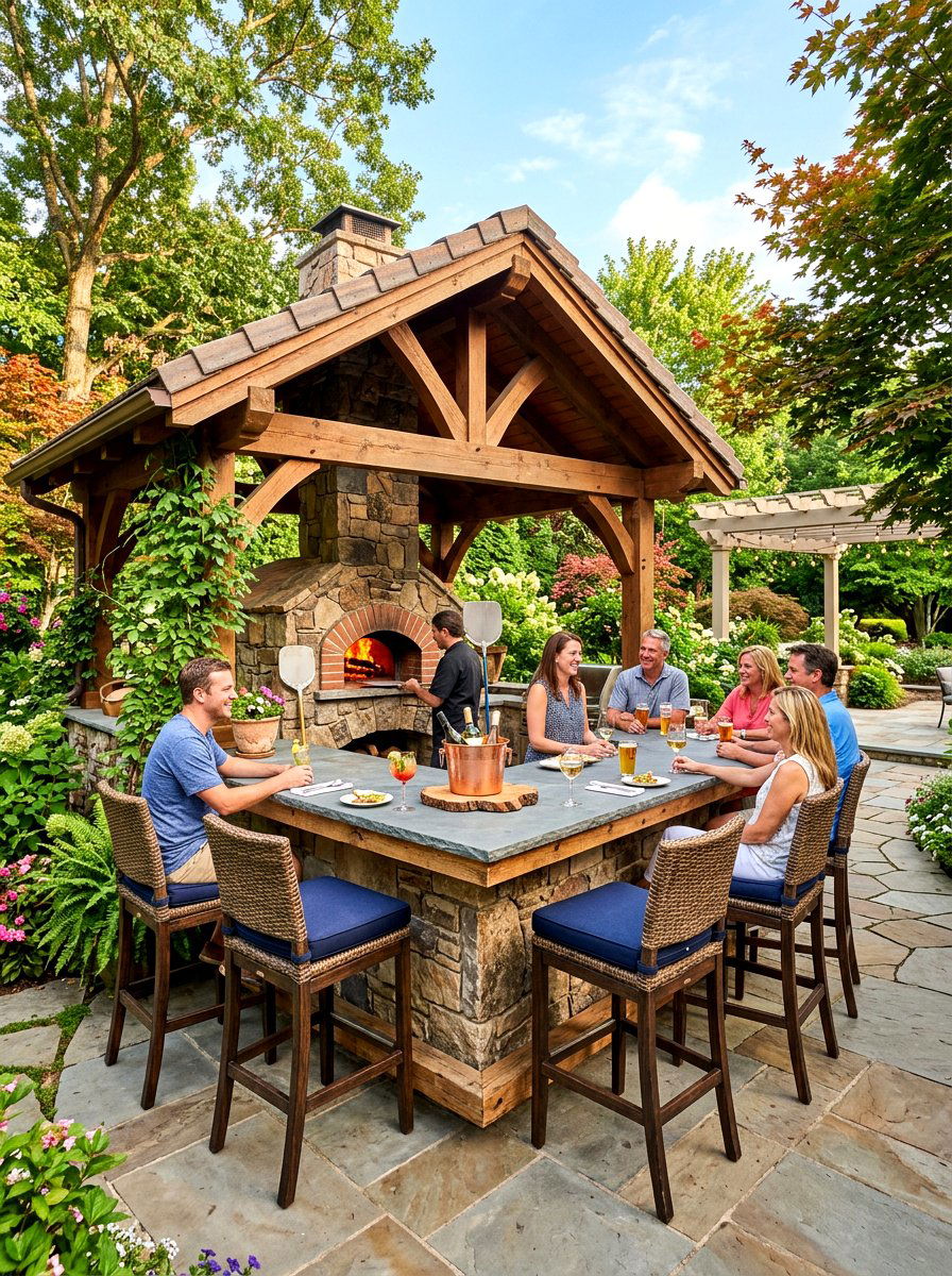 Pizza Oven With Bar Seating - 30 outdoor pizza oven ideas