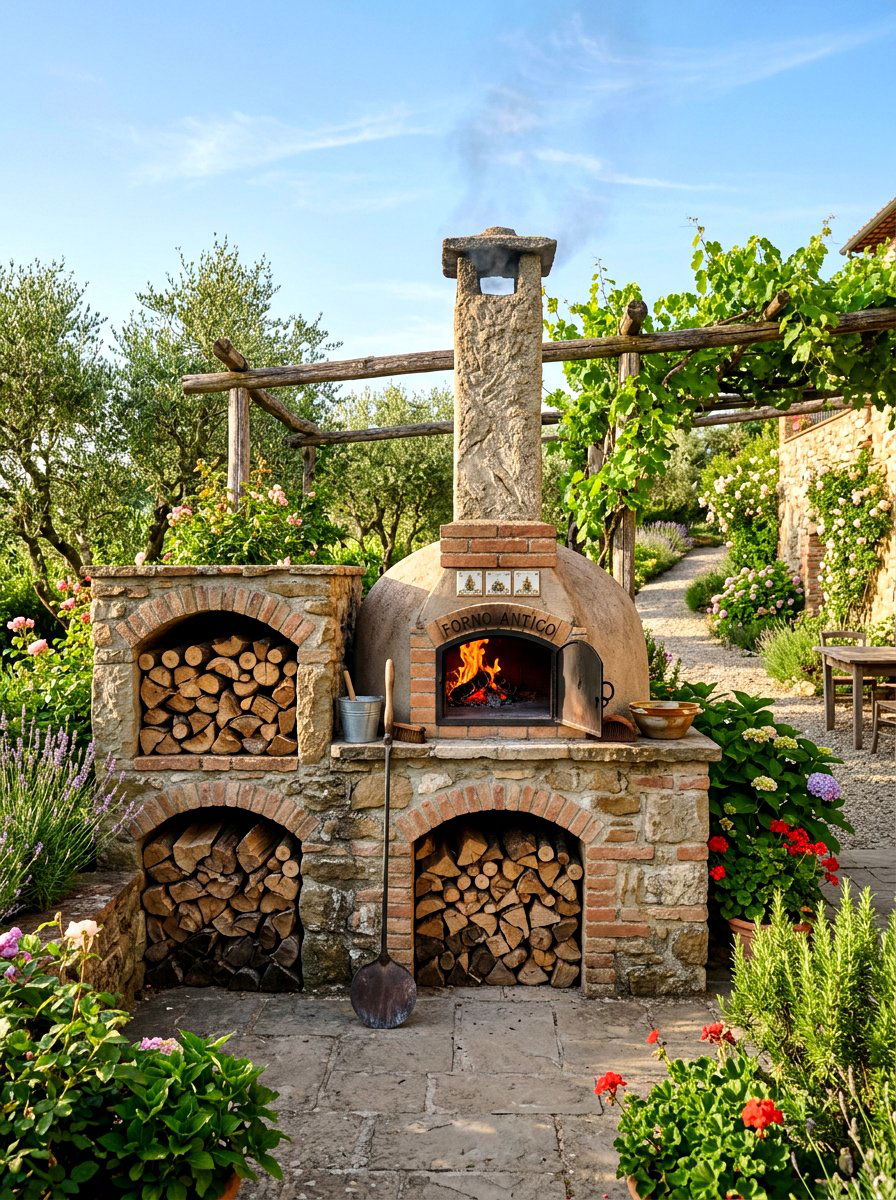 Pizza Oven With Wood Storage - 30 outdoor pizza oven ideas