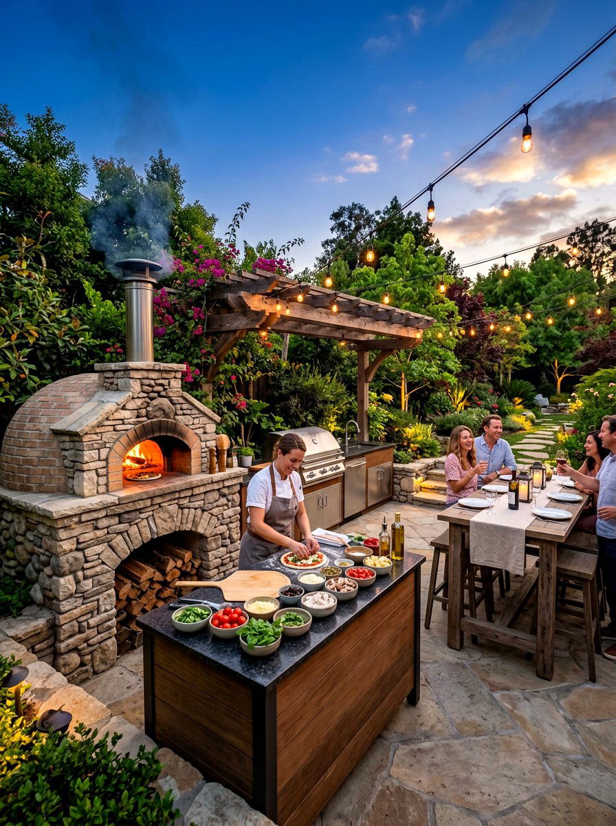 Pizza oven kitchen - 30 evening patio party ideas