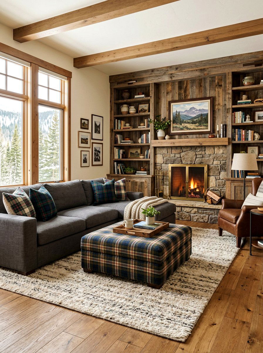 Plaid Accent Decor - 30 ski chalet decor ideas