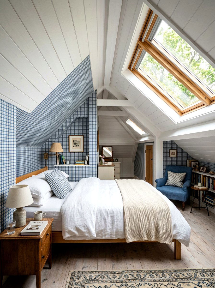 Plaid Attic Bedroom - 30 plaid decor ideas