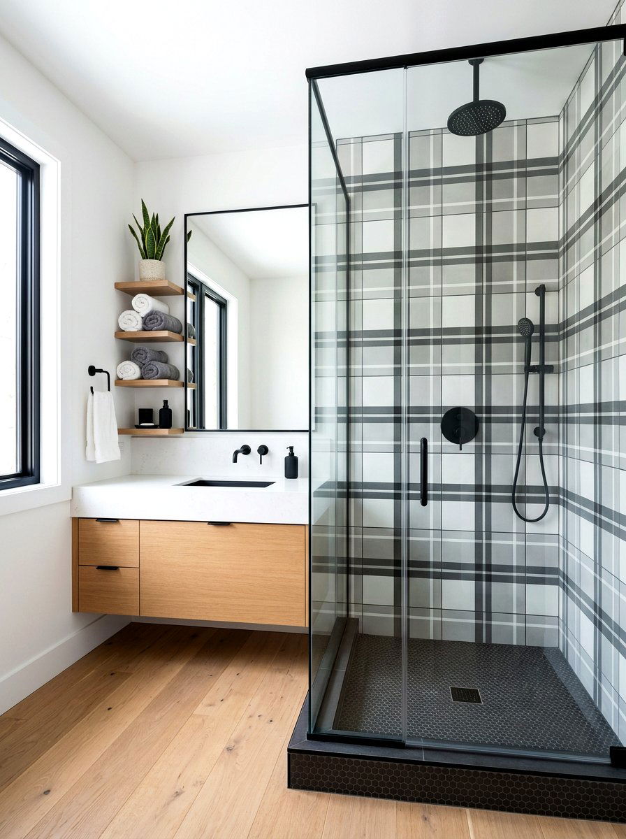 Plaid Bathroom Tile - 30 plaid decor ideas