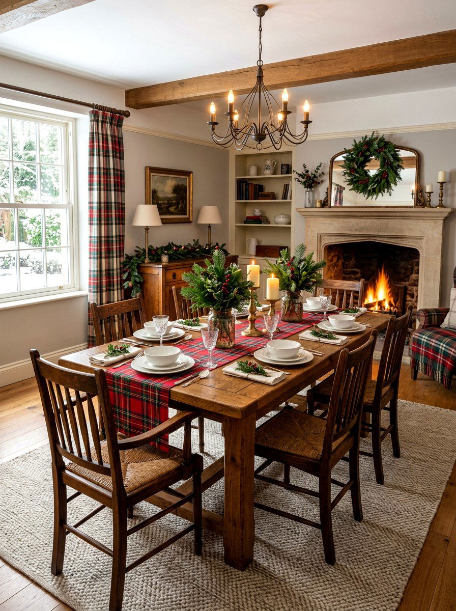 Plaid Dining Room - 30 ski lodge holiday decor ideas