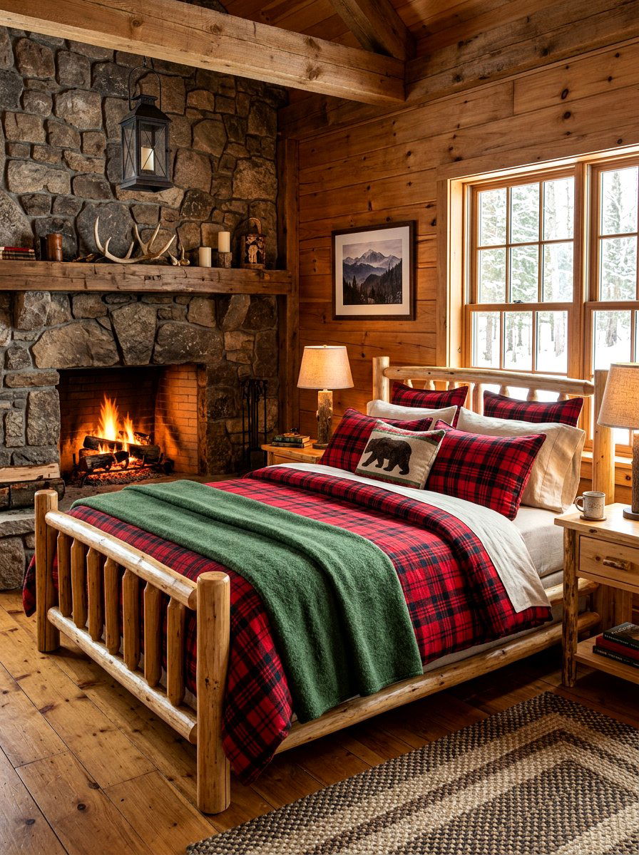 Plaid Flannel Winter Bed - 30 cozy bedscape ideas