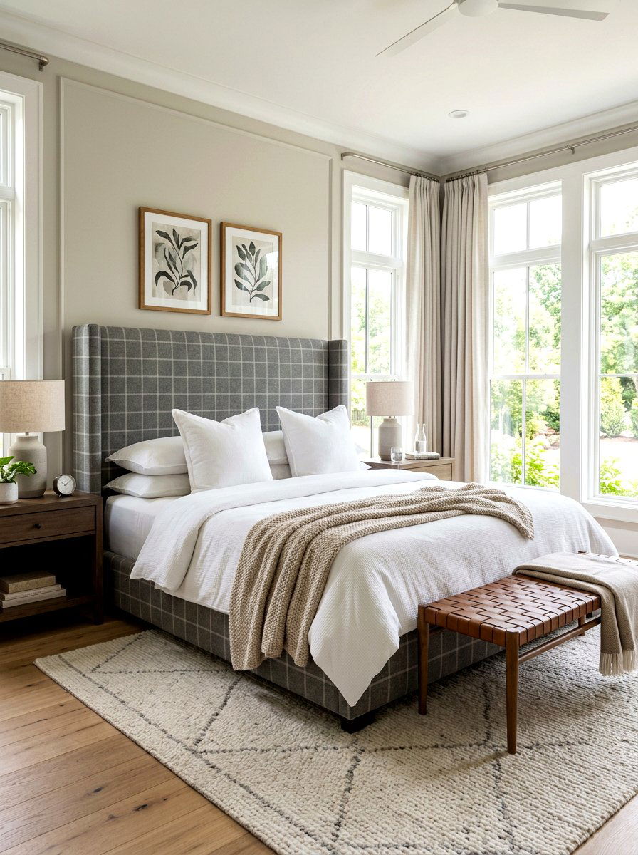 Plaid Headboard - 30 plaid decor ideas