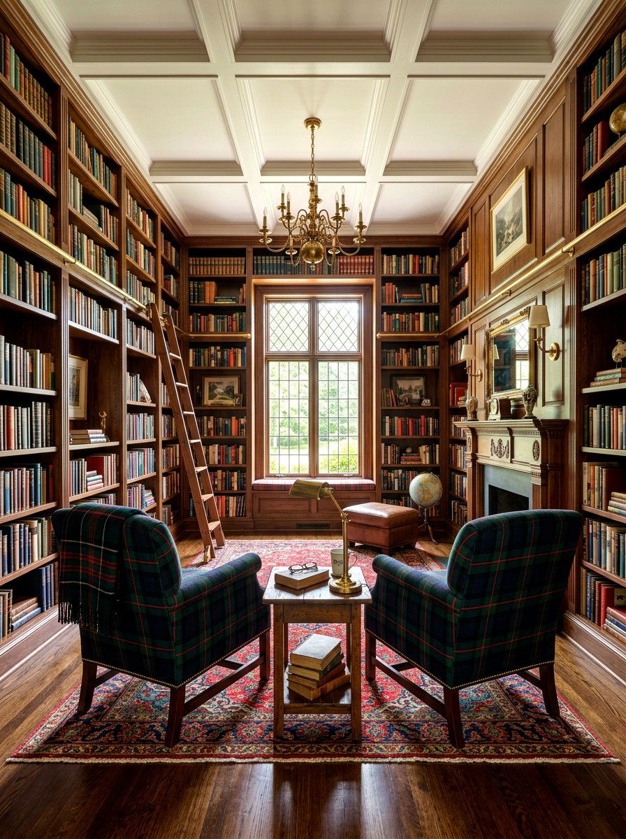 Plaid Library - 30 plaid decor ideas