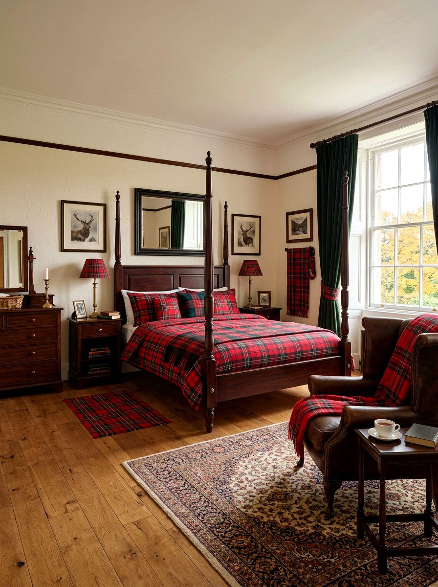 Plaid Motif Bedroom - 30 cozy winter bedroom ideas