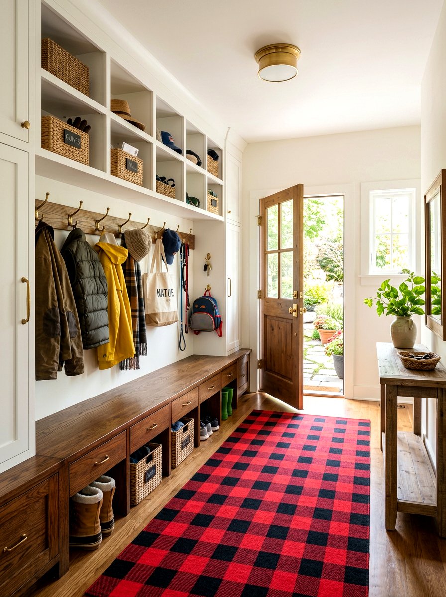 Plaid Mudroom - 30 plaid decor ideas