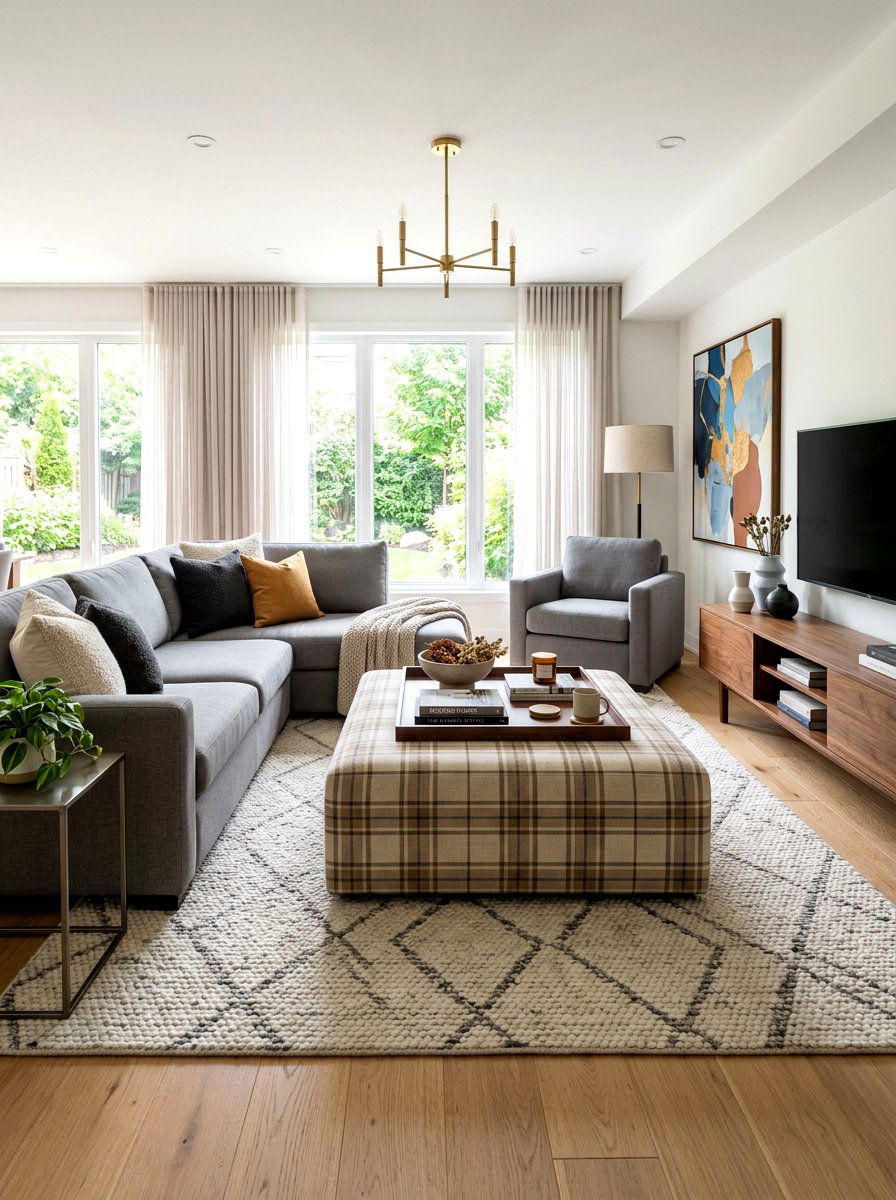Plaid Ottoman - 30 plaid decor ideas