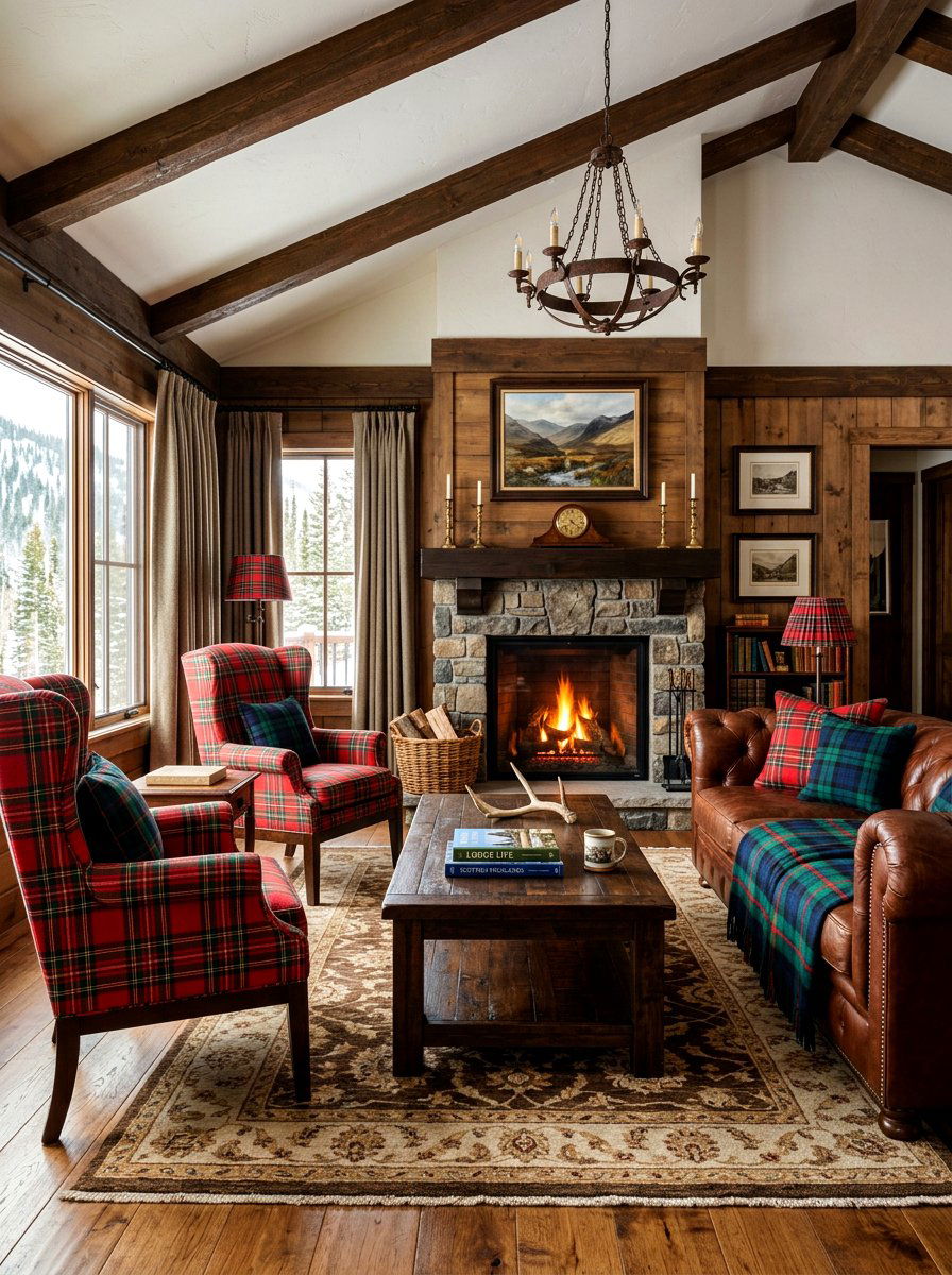 Plaid Pattern Room - 30 old money lounge ideas