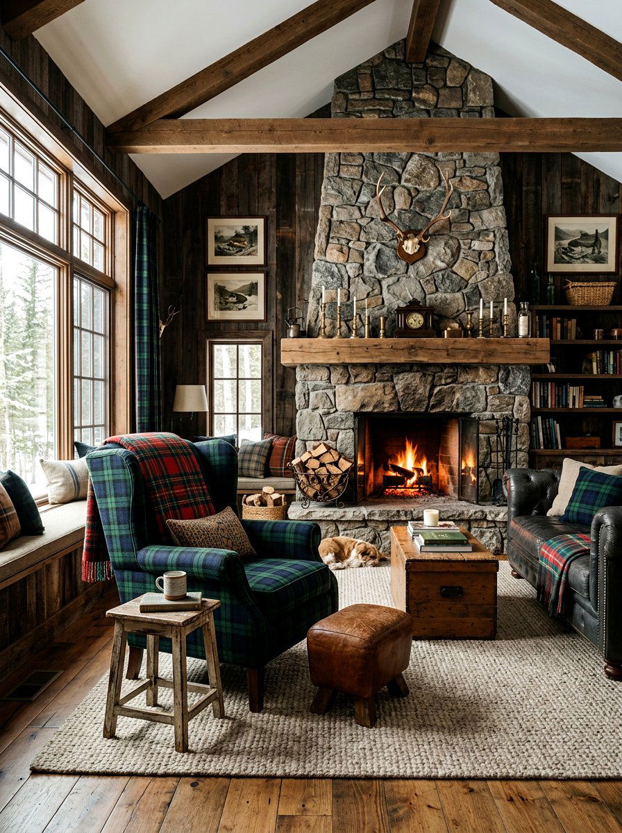 Plaid Pattern Room - 30 cottage living room decor ideas