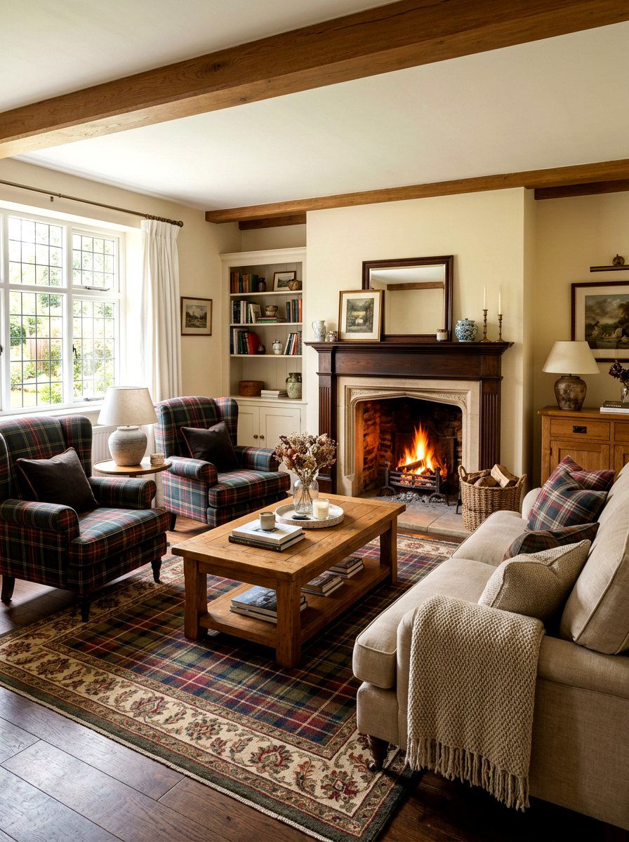 Plaid Pattern Traditional Living Room - 30 layered traditional living room ideas