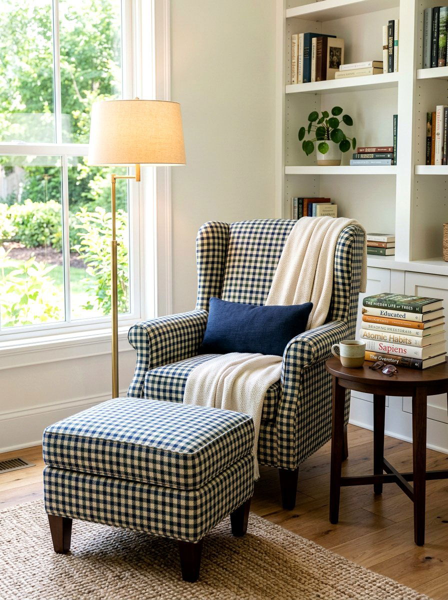 Plaid Reading Nook - 30 plaid decor ideas