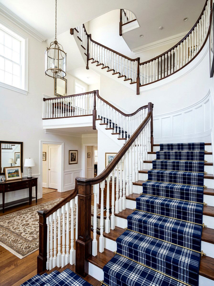 Plaid Stair Runner - 30 plaid decor ideas