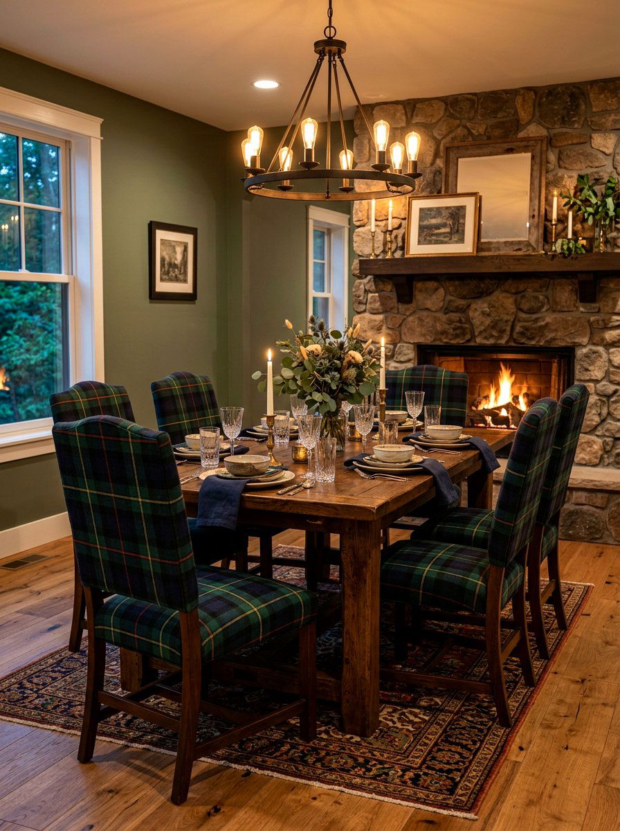 Plaid Upholstery Fabric - 30 warm traditional dining room ideas