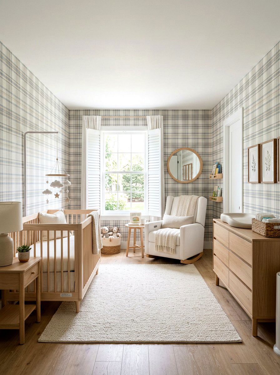 Plaid Wallpaper Nursery - 30 plaid decor ideas