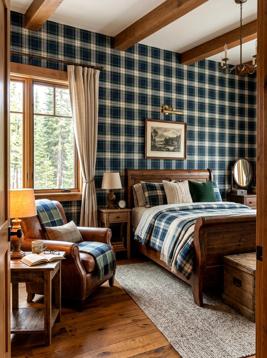 Plaid Wallpaper - 30 bedroom wallpaper accent ideas