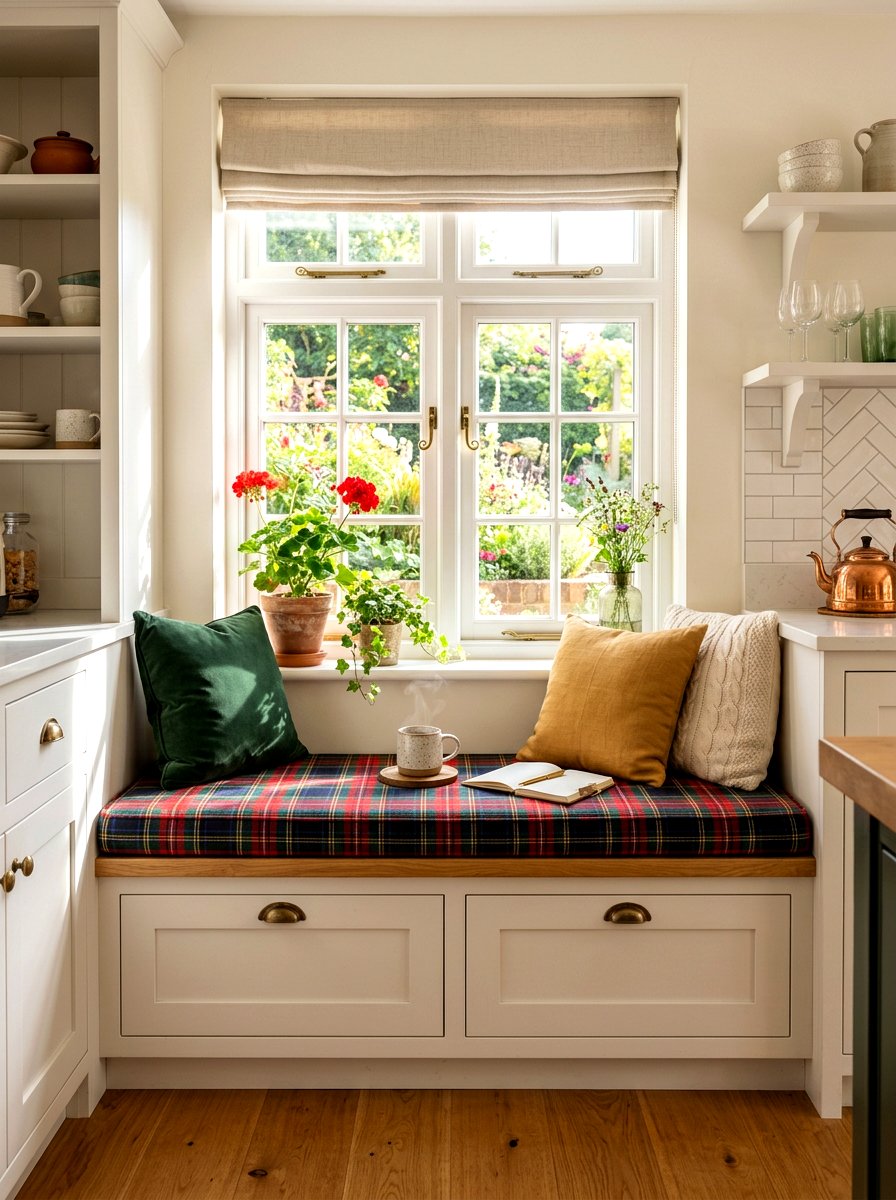 Plaid Window Seat - 30 plaid decor ideas