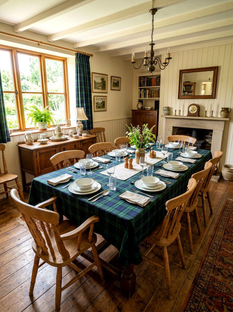 Plaid textile dining room - 30 fall dinner party home ideas