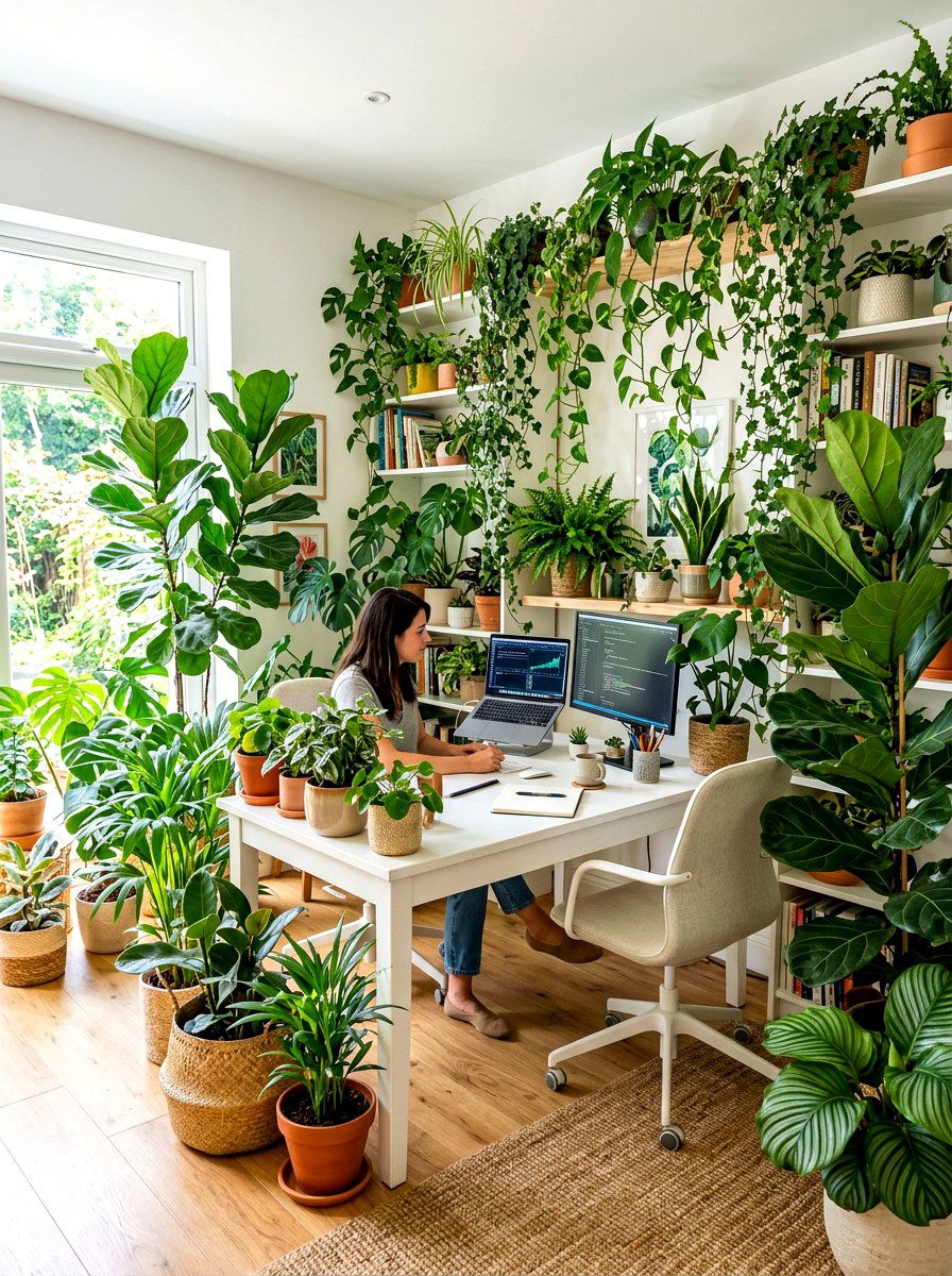 Plant Filled Office - 30 Pinterest home office ideas