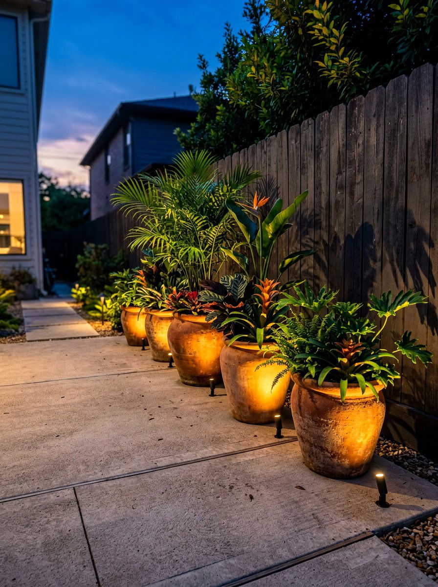 Plant spotlight patio - 30 twilight patio decor ideas