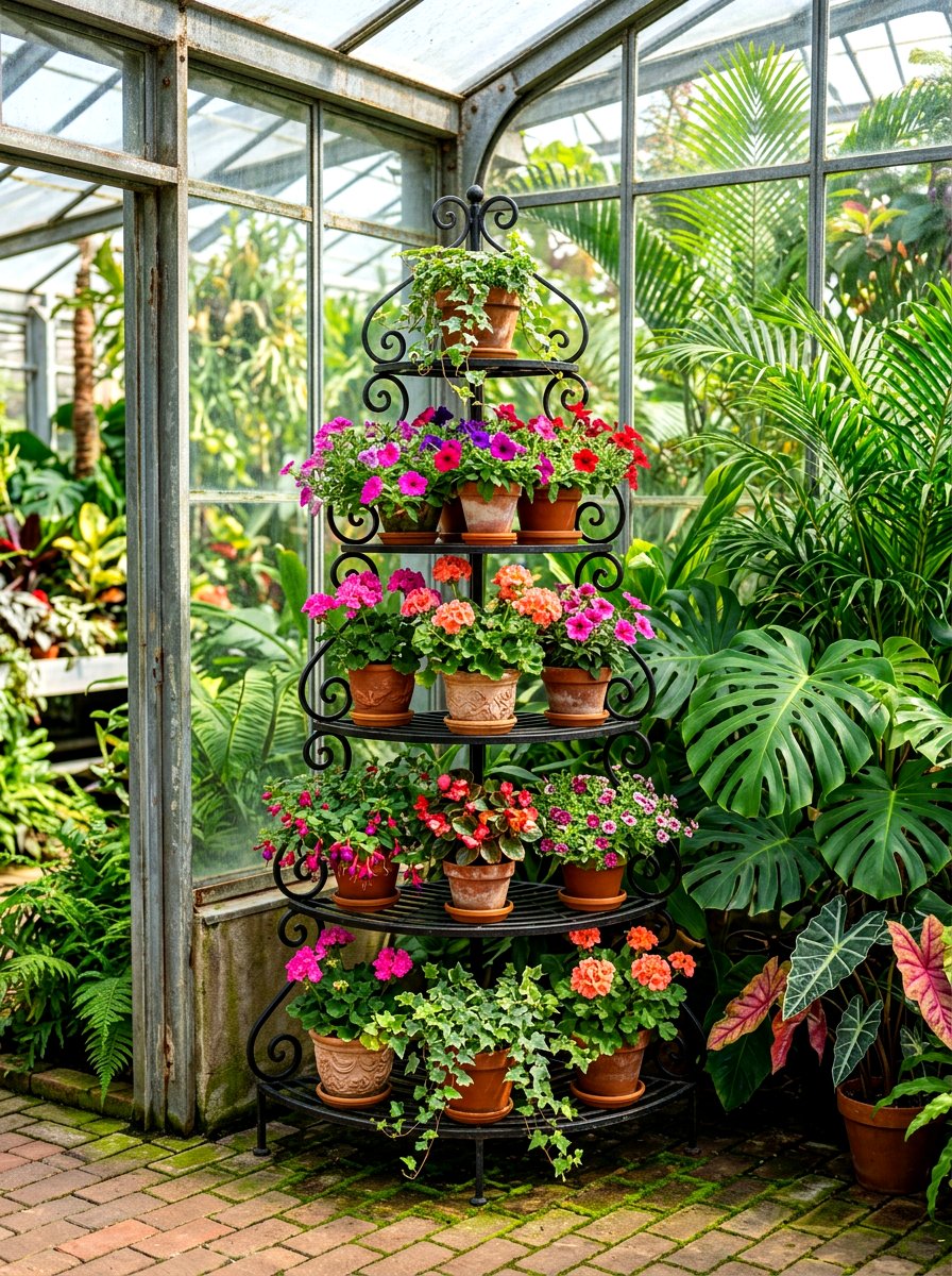 Plant stand - 30 greenhouse storage ideas