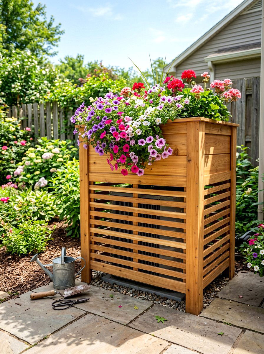 Planter Box AC Cover - 30 air conditioner screen ideas