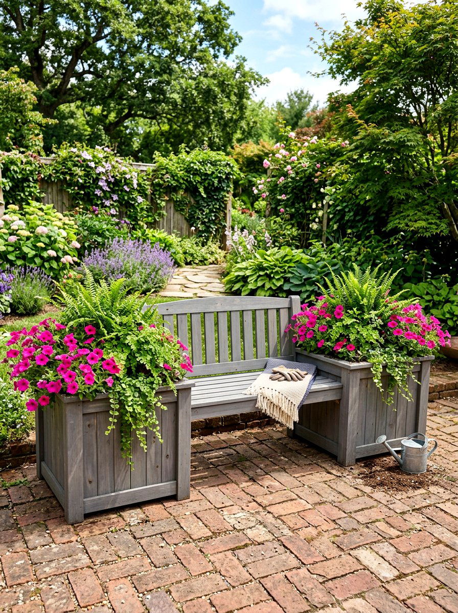 Planter Box Bench - 30 garden bench ideas