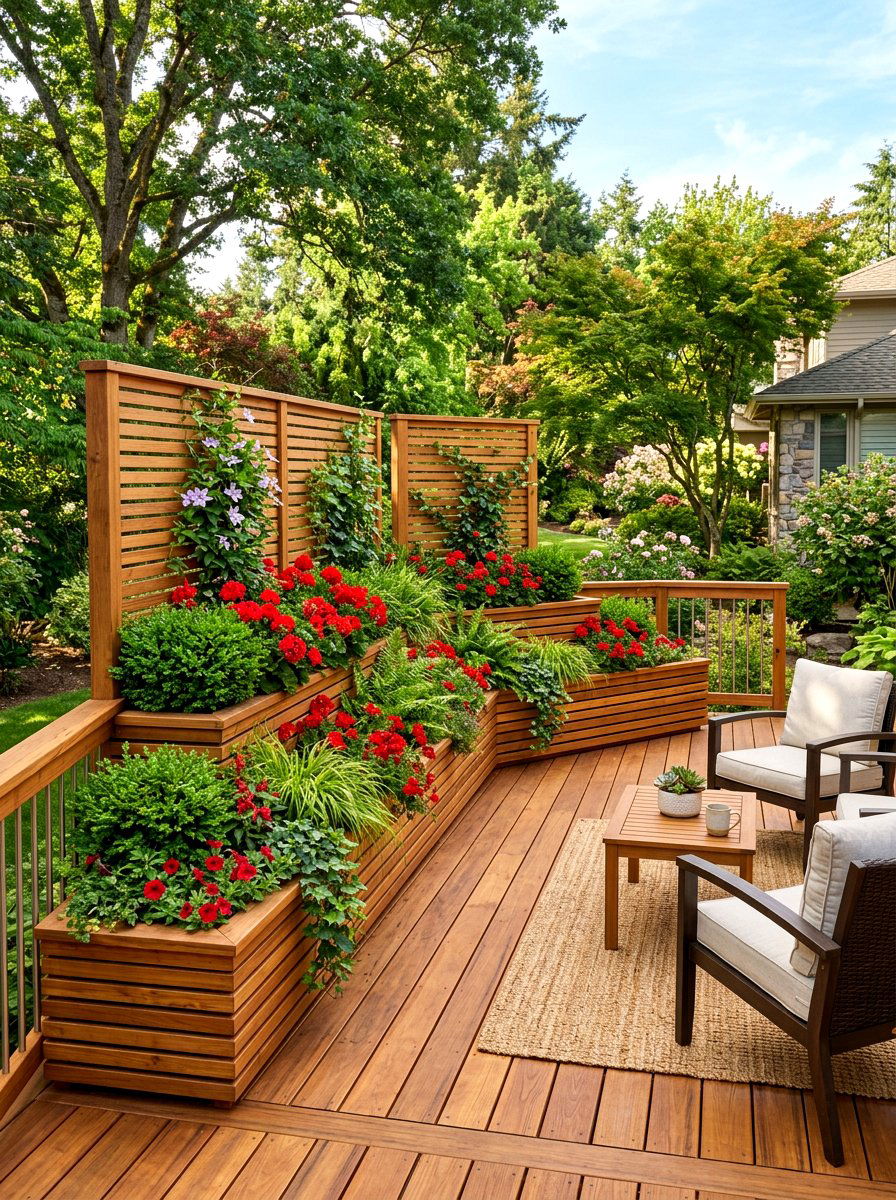 Planter Box Privacy Wall - 30 deck privacy wall ideas