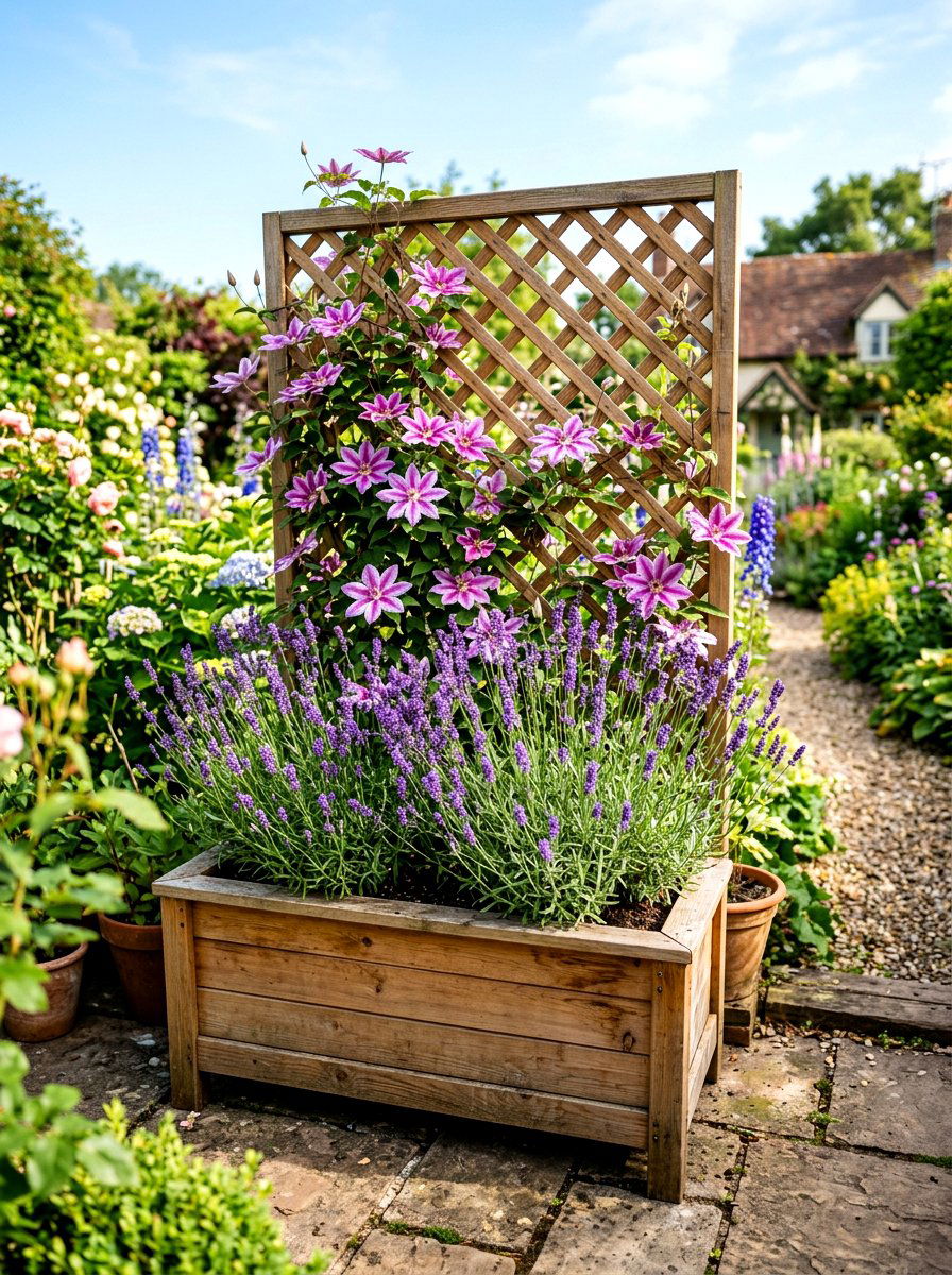 Planter box with lattice back - 30 lattice privacy ideas