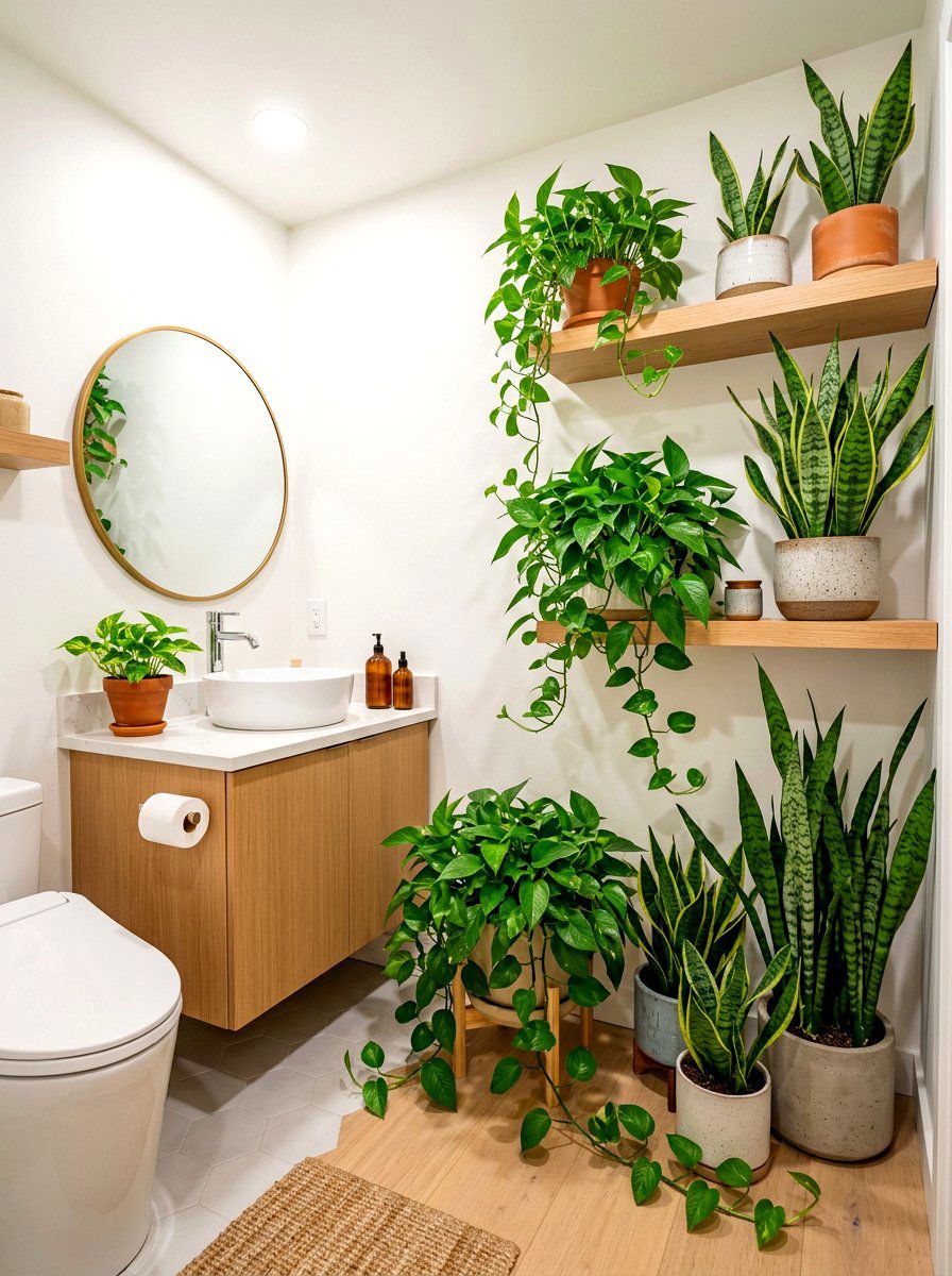 Plants For Windowless Bathroom - 30 small rental bathroom ideas
