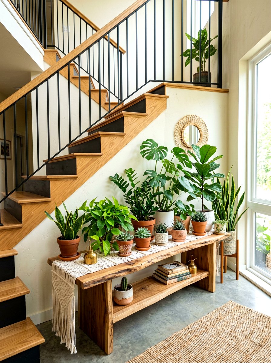 Plants On Console Behind Stairs - 30 console behind stairs ideas