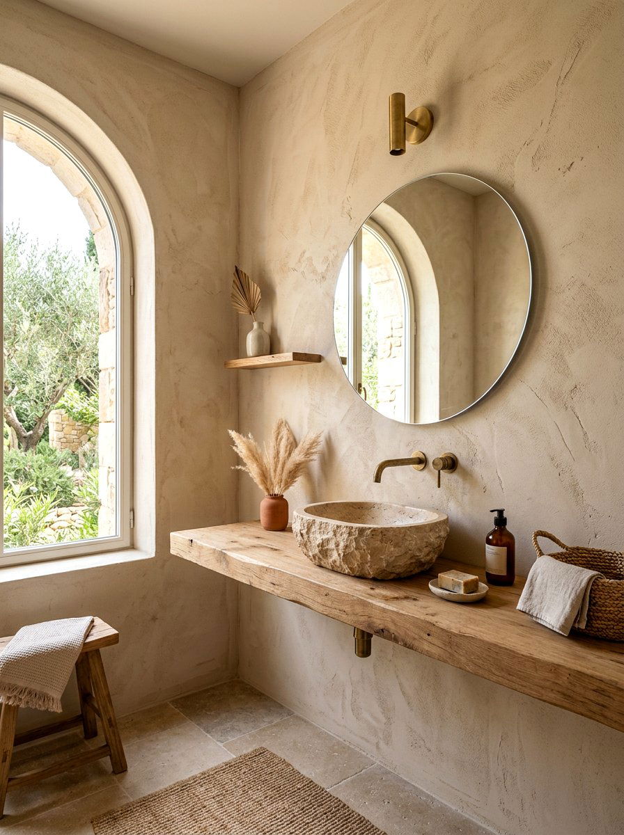 Plaster Bathroom Wall - 30 boho bathroom ideas