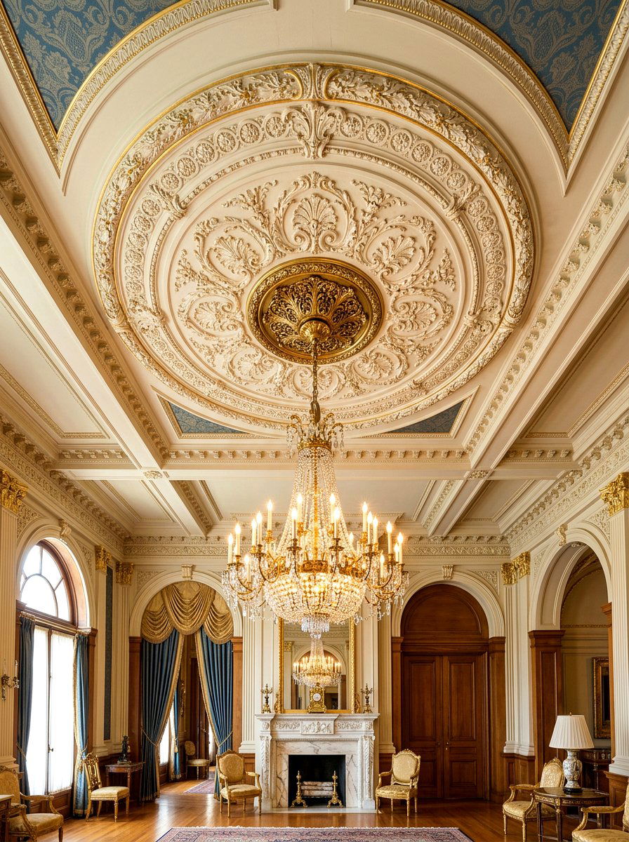 Plaster Ceiling Medallion - 30 Parisian bedroom ideas