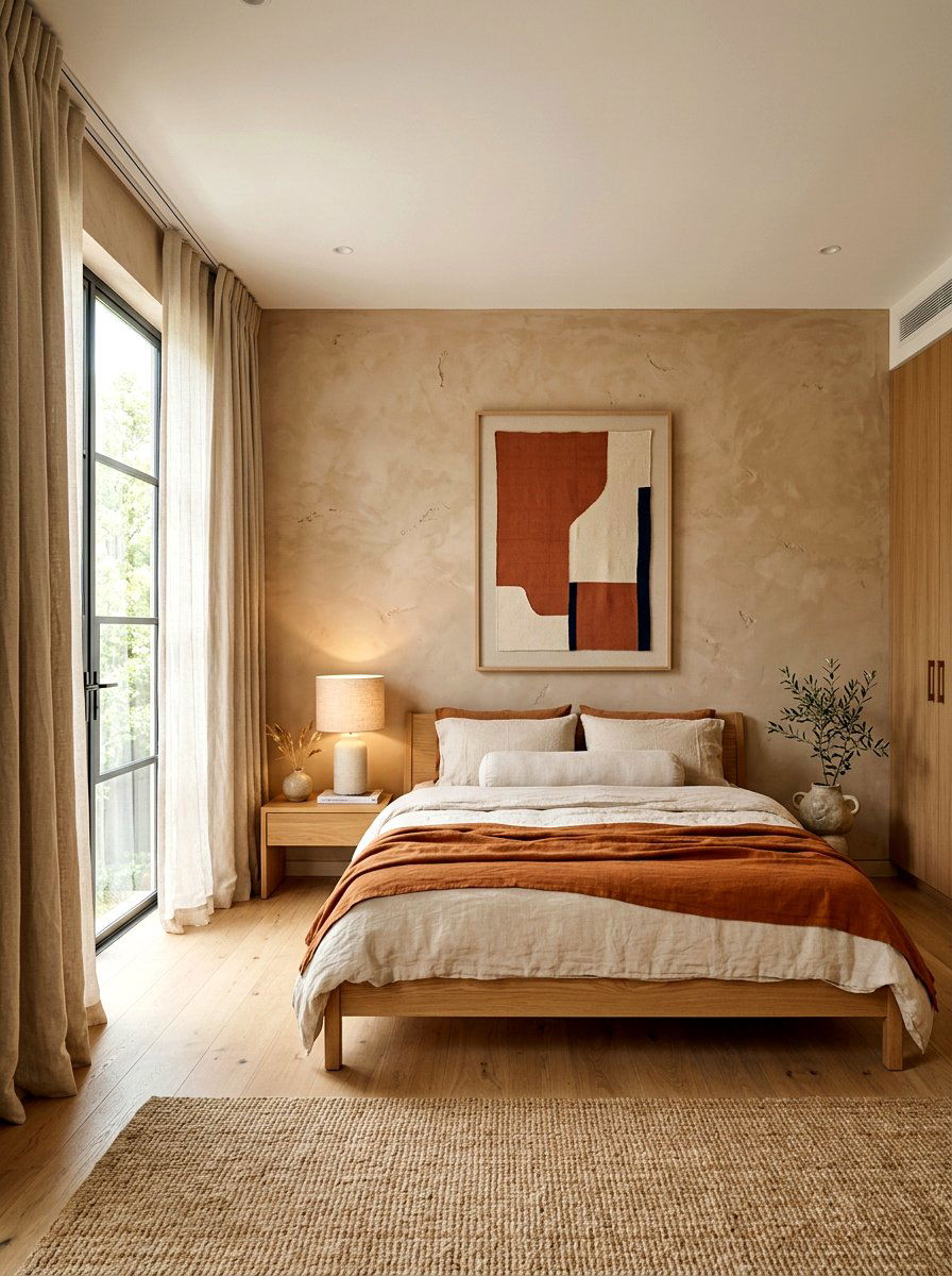 Plaster Finish Wall - 30 bedroom accent wall ideas