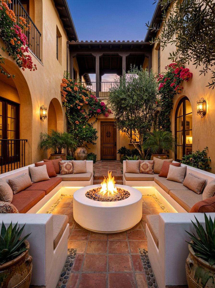 Plaster Fire Pit - 30 Spanish courtyard ideas