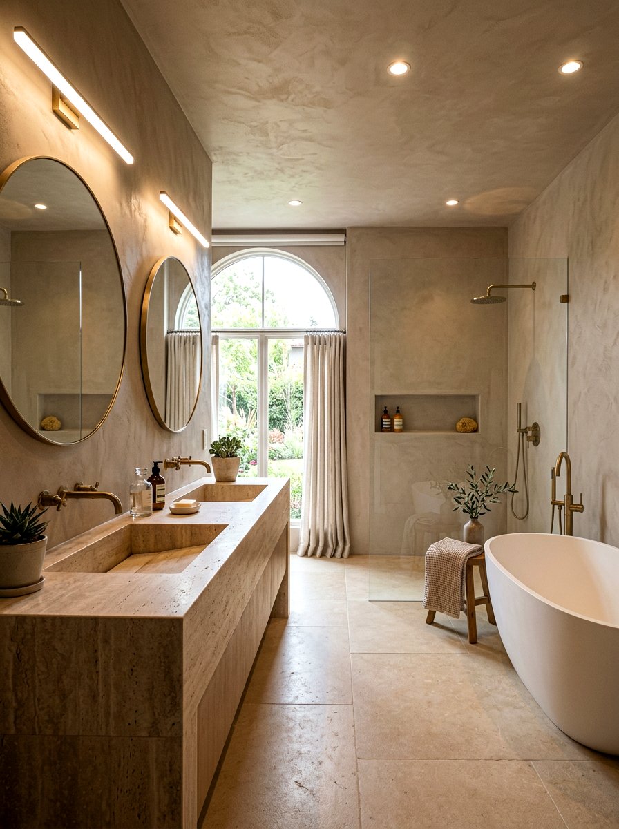 Plaster Wall Finish - 30 master bathroom ideas