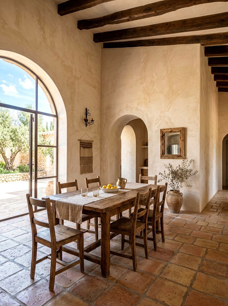 Plaster Wall Finish - 30 rustic dining room ideas