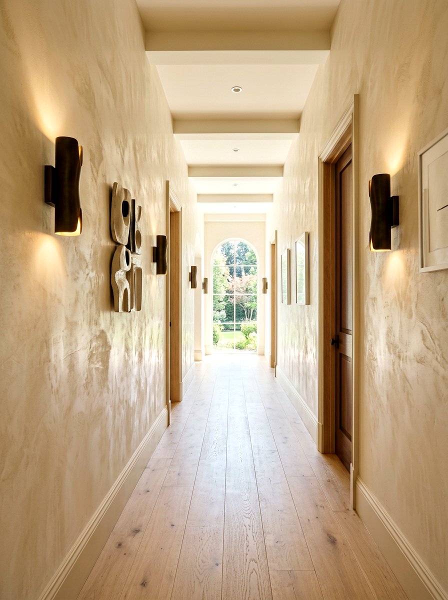 Plaster Wall Hallway - 30 neutral home decor ideas