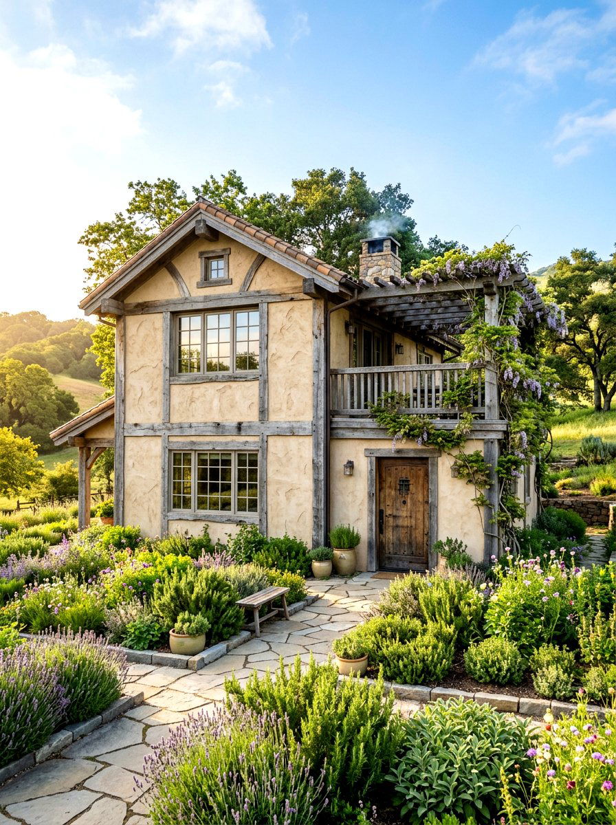 Plaster and reclaimed wood - 30 mixed material facade ideas