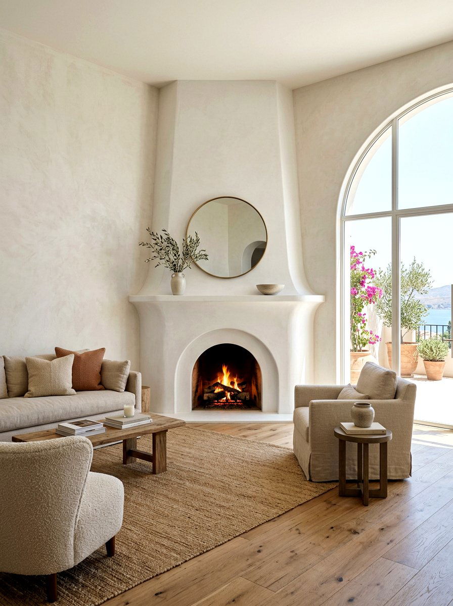Plaster fireplace - 30 living room fireplace ideas