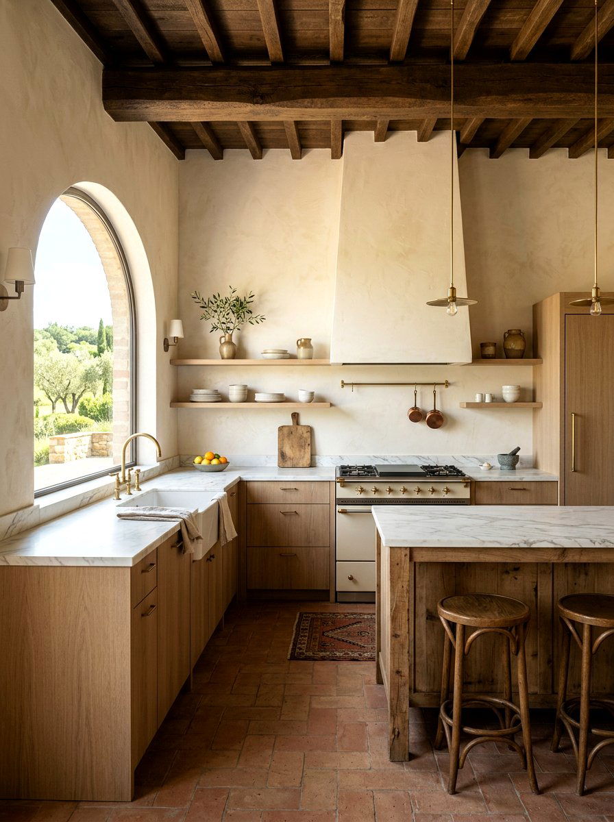 Plaster wall kitchen - 30 rustic European kitchen ideas