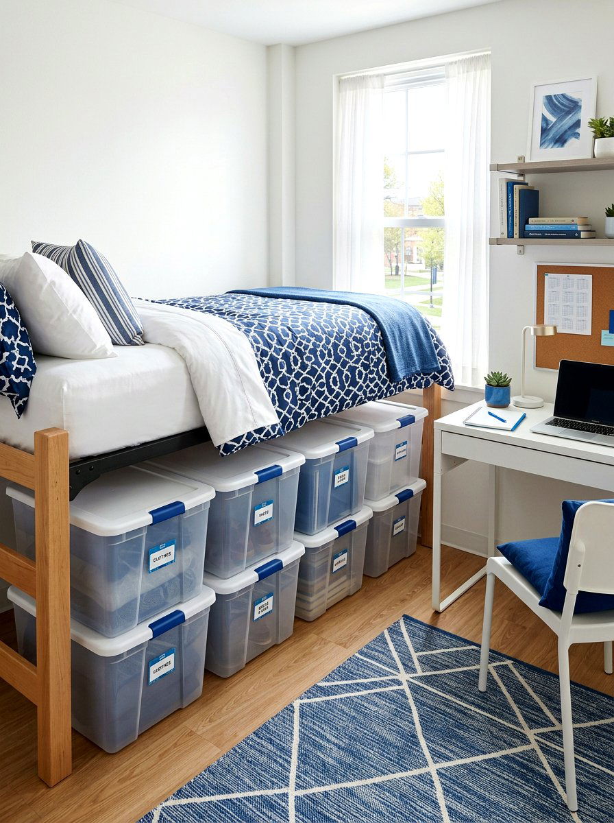 Plastic Bins With Lids - 30 dorm storage under bed ideas